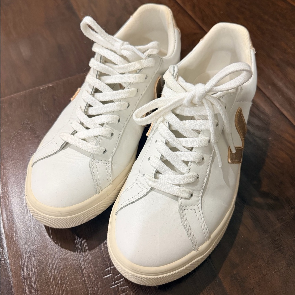 White and Tan Women's Sneakers